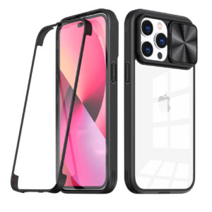Full Protection With Mobile Phone Protective Film Slide Camera Lens Phone Case For iPhone 14 Pro In Black