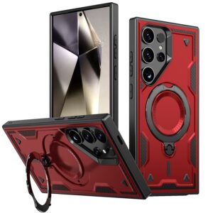 Reiko 360 Degree Rotating Magnetic Versatile Stand Red Compatible with iPhone Samsung Galaxy A15 5G