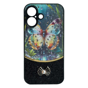 Sparkle Glitter Bling  Phone Case in Black With Colorful Cover For iPhone 16