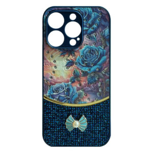 Sparkle Glitter Bling  Phone Case in Navy With Colorful Cover For iPhone 16 Pro Max