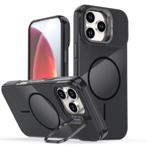 Reiko Built-in Stash Stand, Shockproof, Sturdy, Compatible with MagSafe Protection  Stylish Cover,  Compatible with IPHONE 17  , PC76-IPH17BK