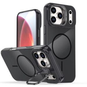 Reiko Built-in Stash Stand, Shockproof, Sturdy, Compatible with MagSafe Protection  Stylish Cover,  Compatible with IPHONE 17 PRO MAX , PC76-IPH17MAXBK