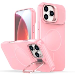 Reiko Built-in Stash Stand, Shockproof, Sturdy, Compatible with MagSafe Protection  Stylish Cover,  Compatible  with IPHONE 17  , PC76-IPH17PK