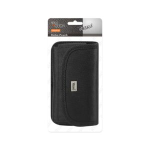 Reiko Horizontal Rugged Pouch With Velcro and Metal Belt Clip In Black (3.5 x 3.0 x 0.8 Inches)