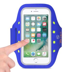 REIKO RUNNING SPORTS ARMBAND FOR 5.5 INCHES DEVICE WITH LED IN BLUE (5.5x5.5 INCHES)SAB05-UNI55BL