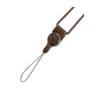 REIKO LONG LANYARD STRAP WITH CLIP IN BROWN