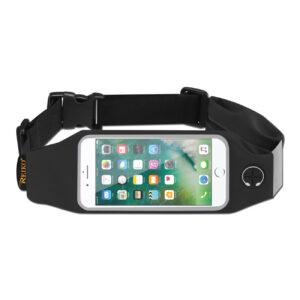 REIKO RUNNING SPORT BELT FOR 5.5 INCHES DEVICE WITH TWO POCKETS IN BLACK (5.5x5.5 INCHES)(SWB03-UNI55BK)