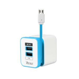 REIKO 2 AMP DUAL PORT PORTABLE TRAVEL ADAPTER CHARGER IN BLUE TC210-2A5VHPK