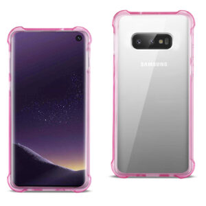 SAMSUNG GALAXY S10 Lite(S10e) Clear Bumper Case With Air Cushion Protection In Clear Hot Pink